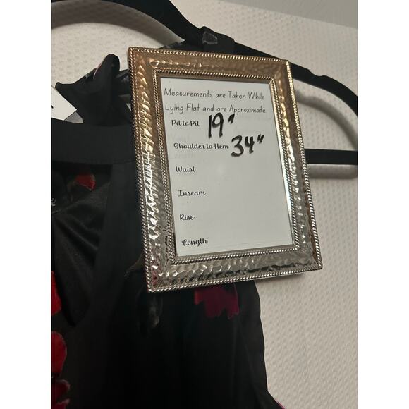 Lily Rose Junior Black Red Velvet  Floral Tie Back High Neck Mini Dress  Large - Picture 8 of 10